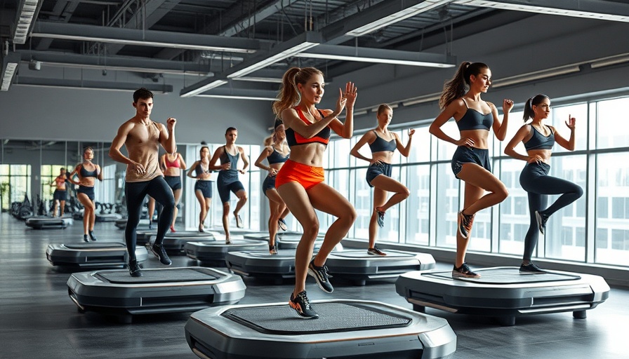 Group workout on advanced platforms in modern gym.