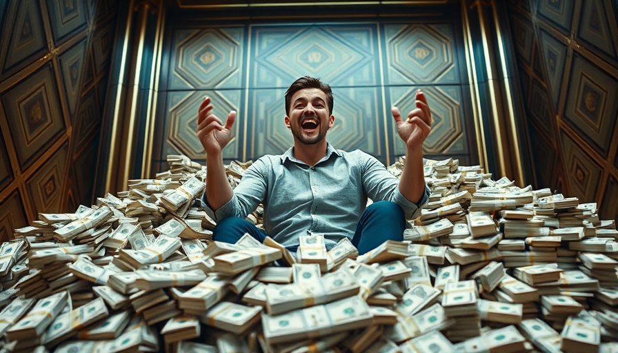 Amazon Beast Games Renewal scene with man surrounded by cash.