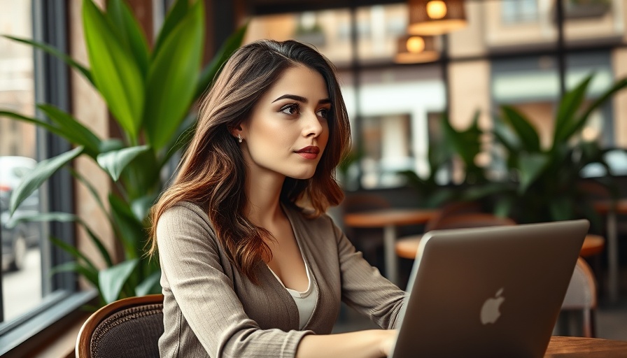 Millennial moving to Bangkok, young woman in cafe with laptop.