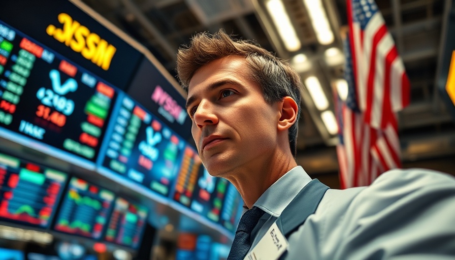 Stock market climbs as trader observes screens after jobs report.