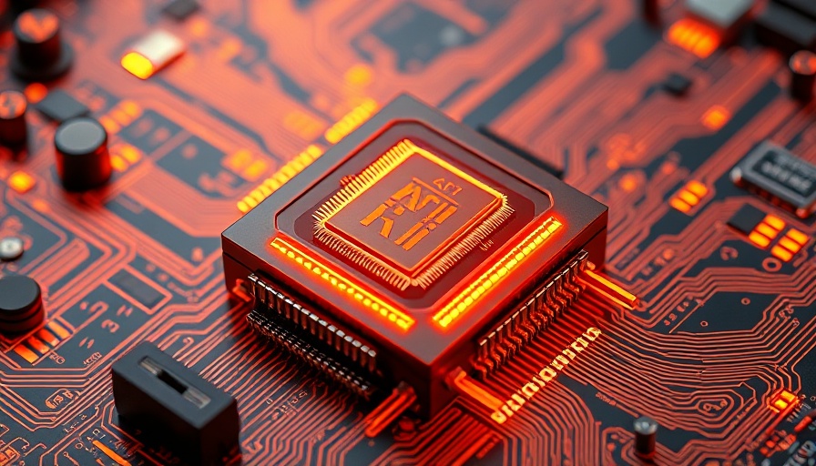 Futuristic AI CPU chip on a high-tech motherboard, AI supplier.