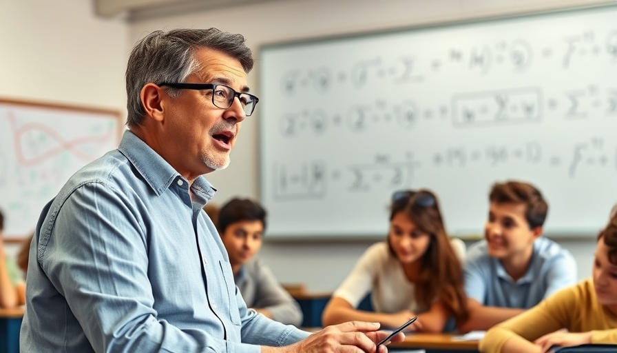 Teacher explains concept to students in classroom, Tax Literacy in Education.