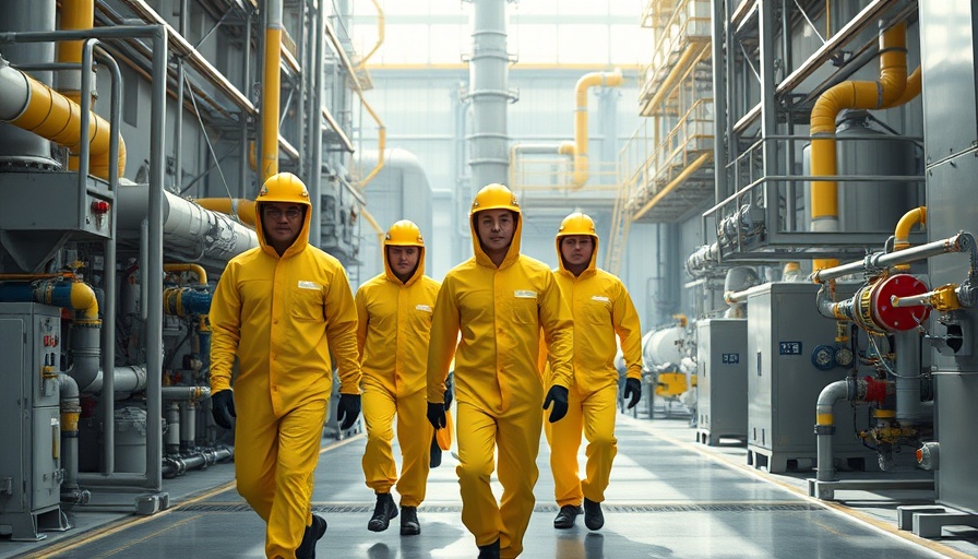 Workers in protective gear at a chemical plant, related to specialty chemicals dividends.