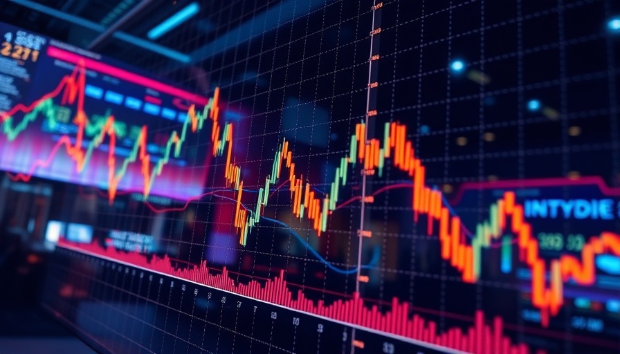 Dynamic chart depicting stock market trends in vibrant business setting.