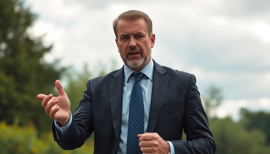 Man in suit discussing semiconductor tariff plan outdoors.