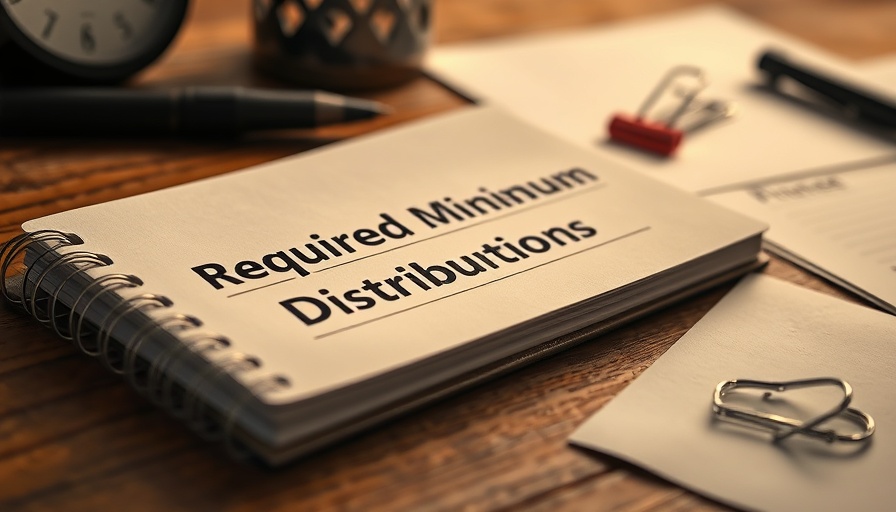 Notebook with 'Required Minimum Distributions' text for Roth IRA conversions for retirement planning.