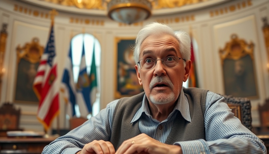 Elderly male with surprised expression at a desk, Trump tariffs ruled illegal