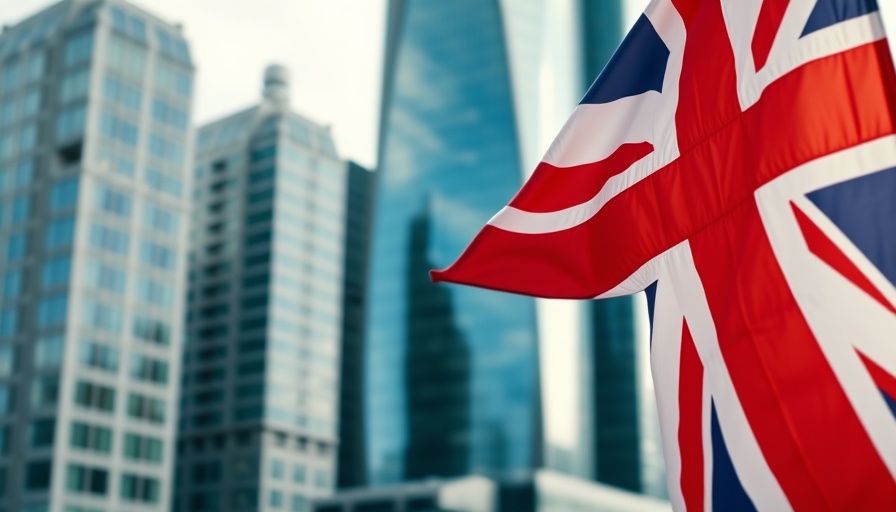 UK flag in focus against blurred city, symbolizing UK VAT registration threshold.