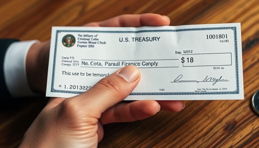 Close-up of hand holding U.S. Treasury check related to Social Security