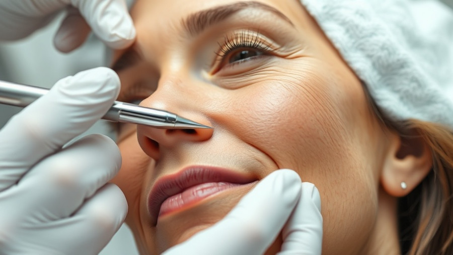 Professional solar comedone cleanup procedure on mature skin.