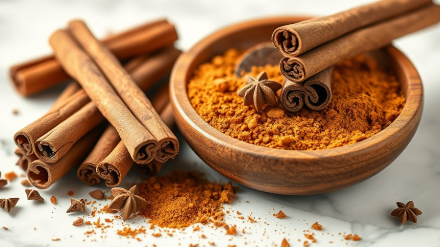 Aromatic spices including cinnamon and star anise in a wooden bowl highlighting health benefits of pumpkin spice.