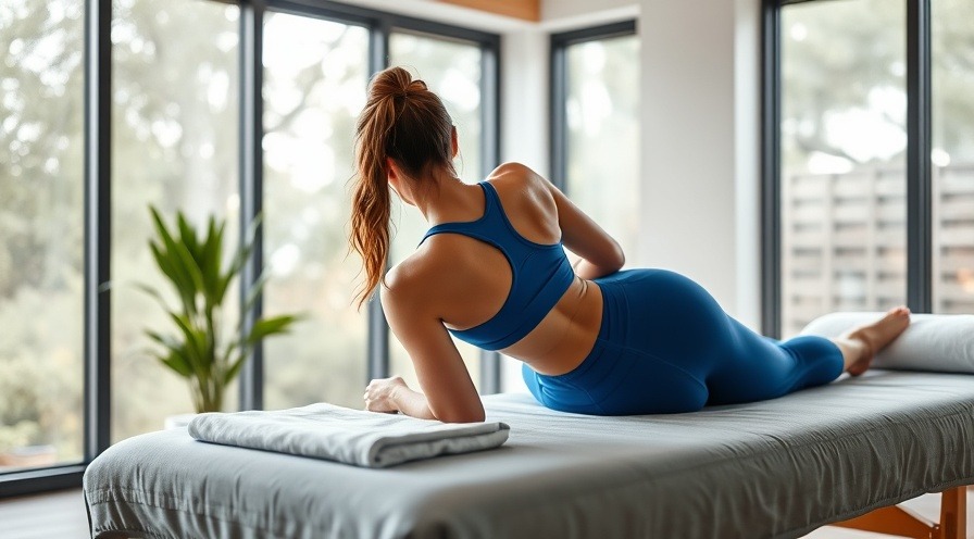 Cervical pain relief: Woman in blue sportswear receiving chiropractic care in a serene therapy room.
