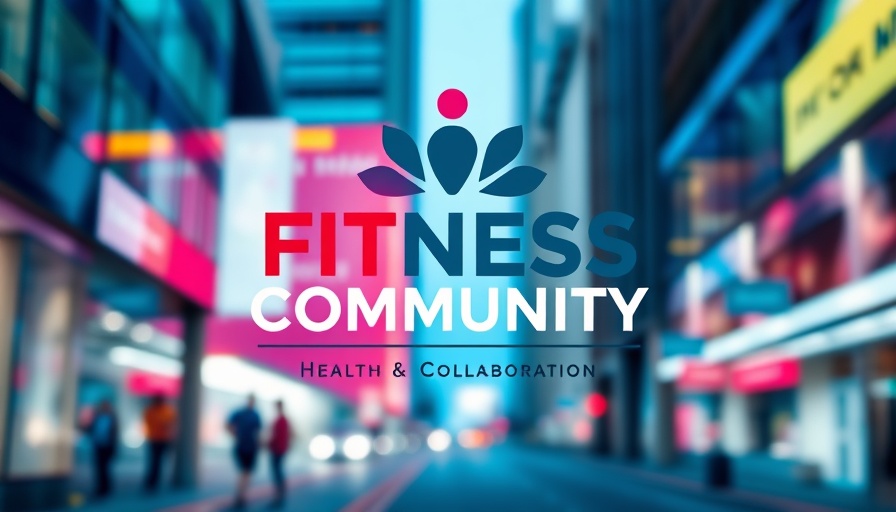 Modern fitness community logo on blue background.