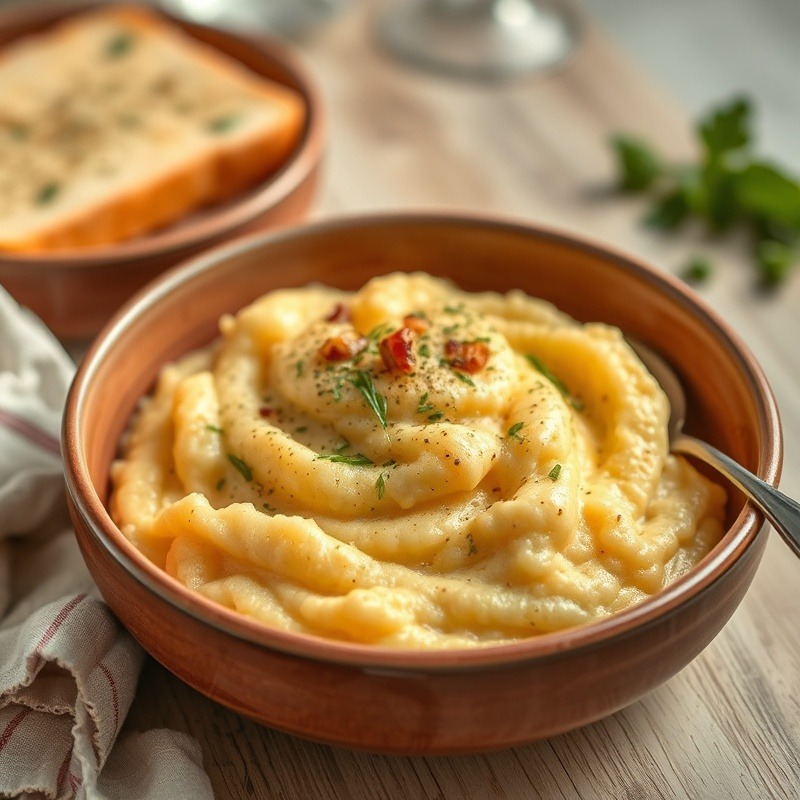 an Italian dish of creamy polenta ready to be served in a meal