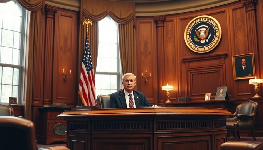 Biden's Farewell speech setting with desk and flags.