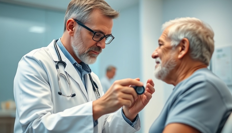 Doctor checking patient's heart health risks in a hospital setting.