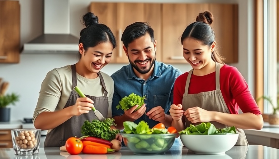 Family cooking vegetables in kitchen, DASH Diet vs. Mediterranean Diet.