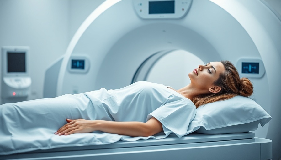 Woman undergoing CT scan evaluating cancer diagnosis risk.