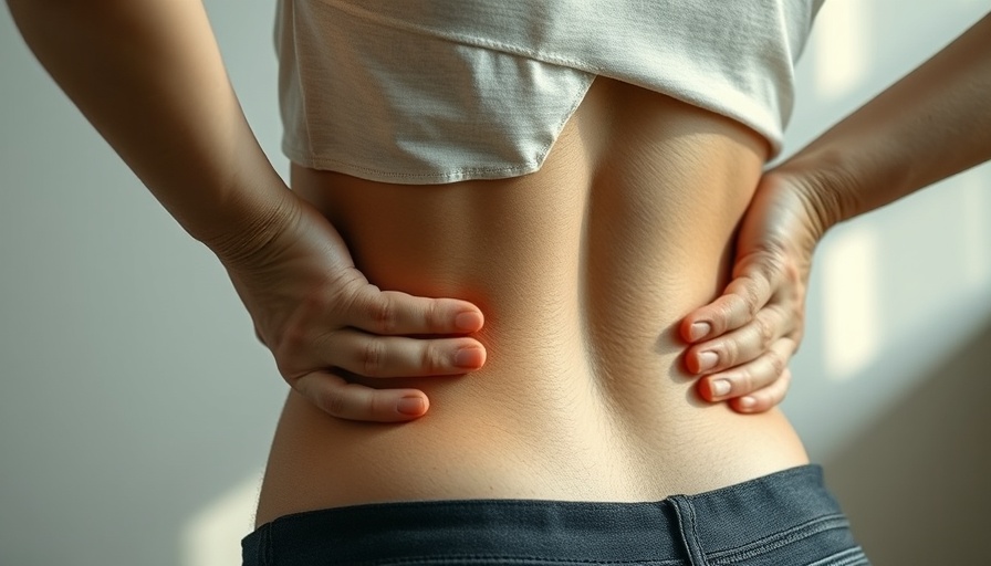 Woman holding lower back for pain relief.