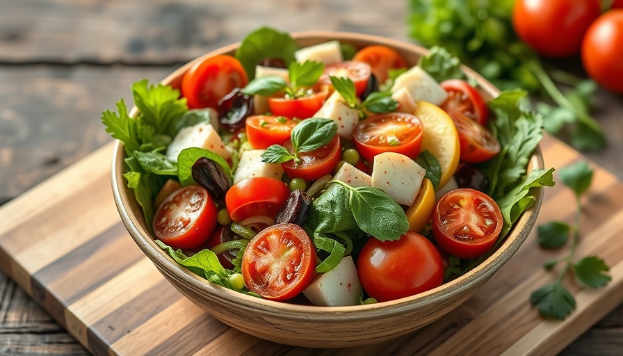 Mediterranean diet salad with chickpeas and fresh vegetables