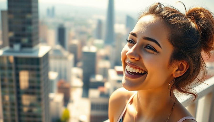 Smiling woman enjoying sunlight, Vitamin C for mood and balance.