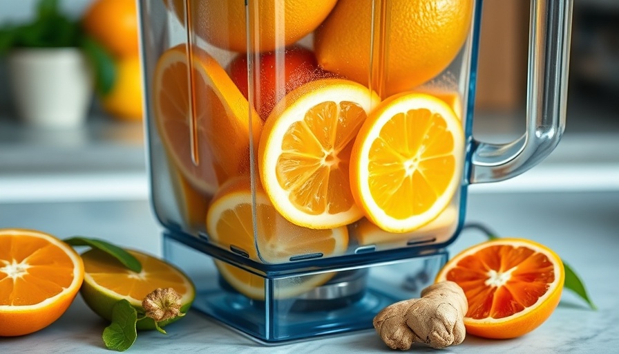 Natural ingredients for homemade Gatorade in a blender.