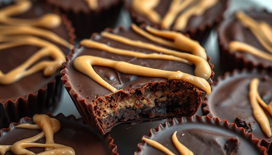5 Ingredient Peanut Butter Cups close-up with rich chocolate.