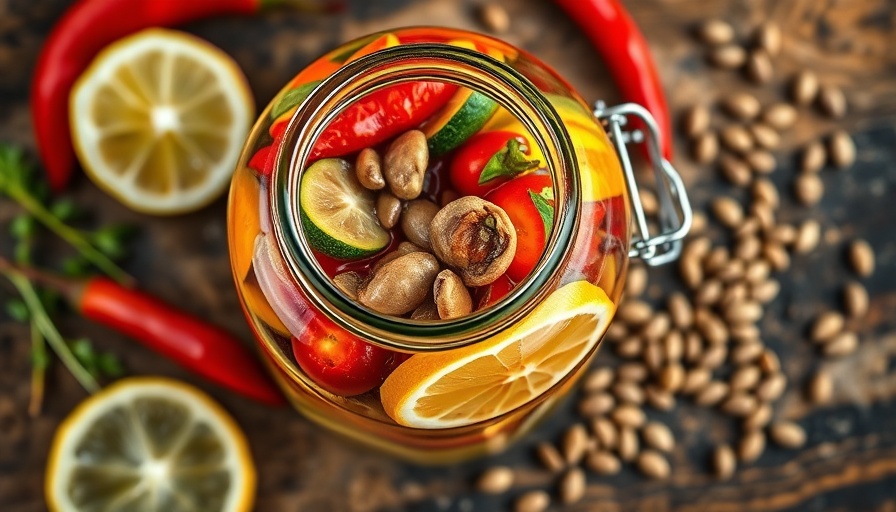 Unique healthy foods in a vibrant pickled jar.