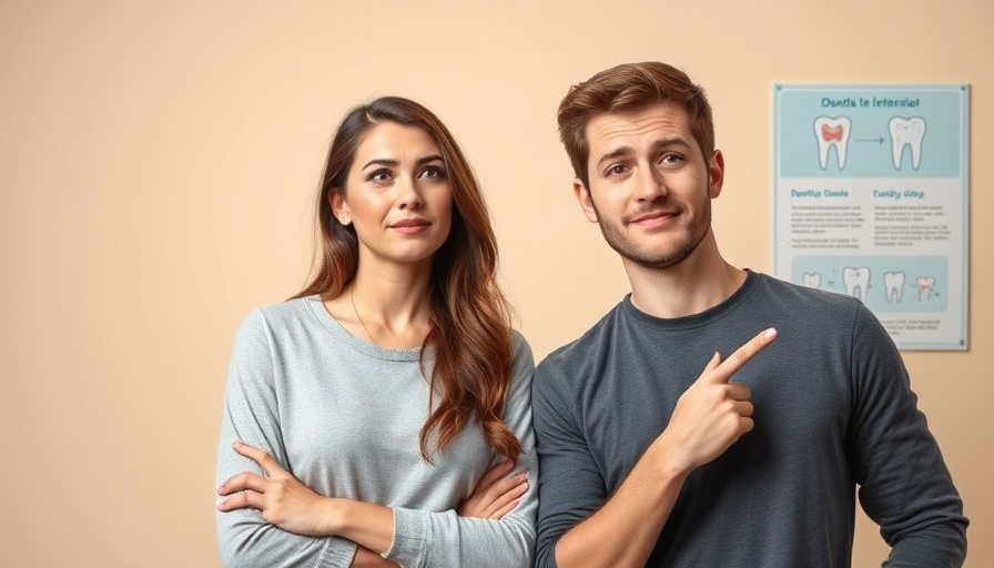 Young man debunking dental myths harming your teeth with a concerned woman.