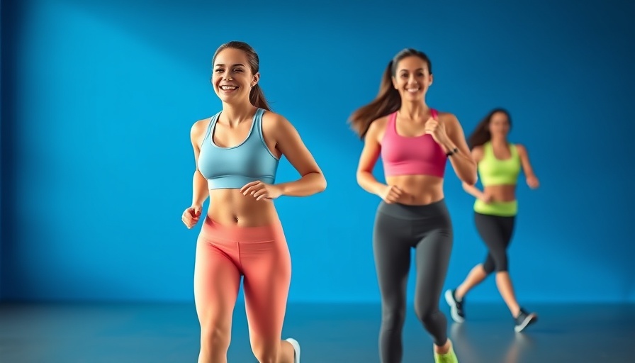 Energetic woman performing indoor walking workouts.