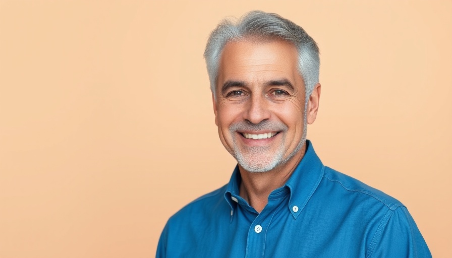 Smiling man in blue shirt promotes gut health rules.