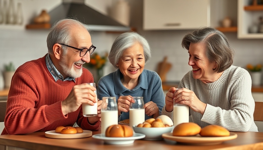 Three women from different generations sharing breakfast in a cozy kitchen.