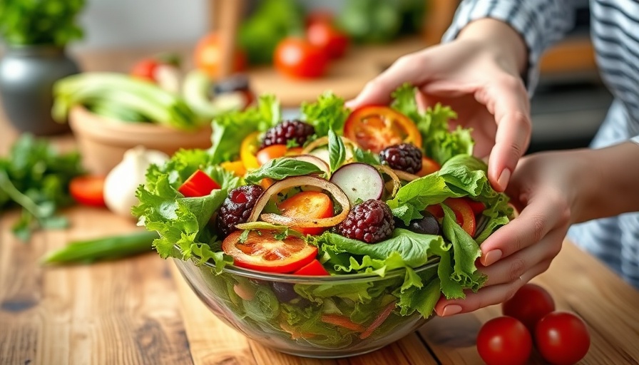 Fresh salad highlighting health benefits of stopping meat.