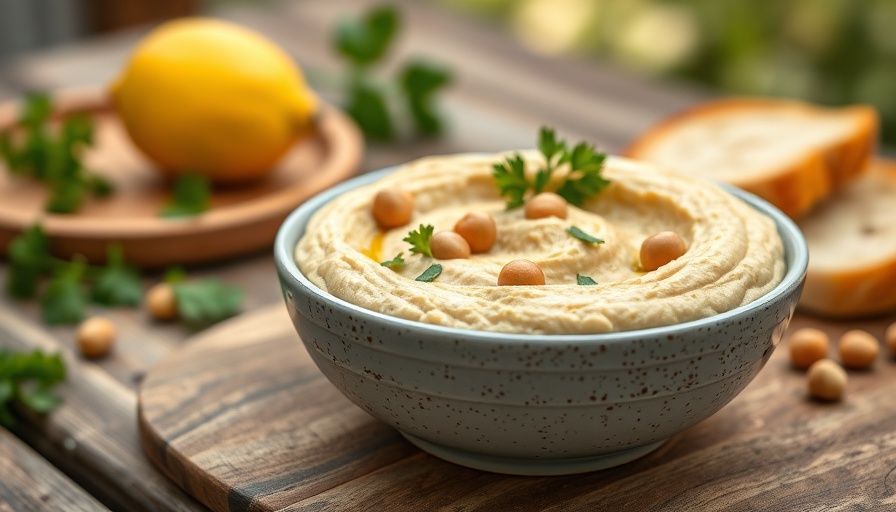 Smooth hummus with parsley and chickpeas on rustic table, healthiest hummus recipe