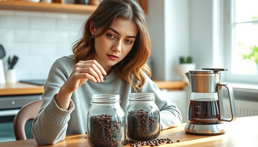Concerned woman examining coffee beans, highlighting health risks coffee recall.