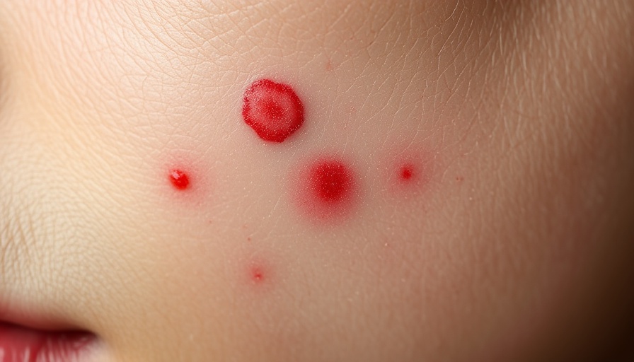 Close-up view of skin with red spots and cherry angioma