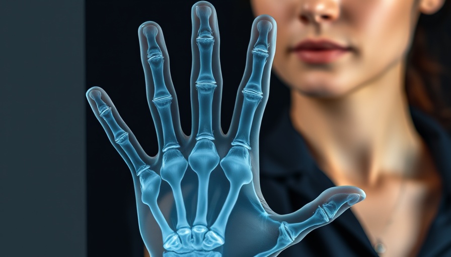 Professional discussing foot health tips with a hand X-ray image.