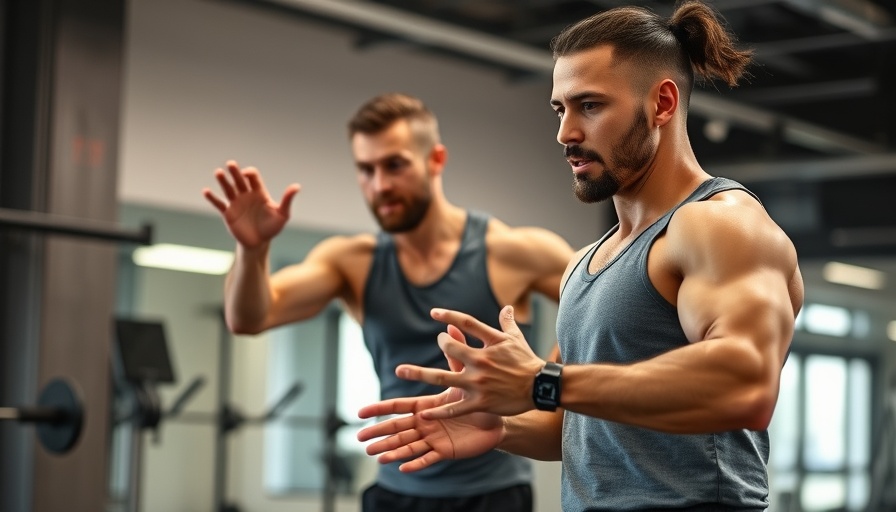Energetic fitness trainer adaptation discussion in modern gym.