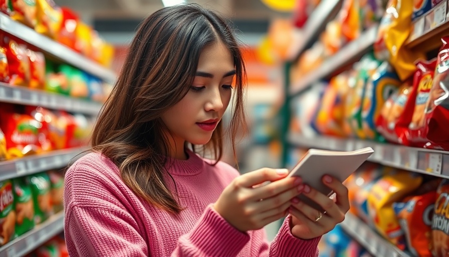 Woman checking Tostitos chips label in grocery aisle, related to Frito Lay Tostitos Tortilla Chips Recall.