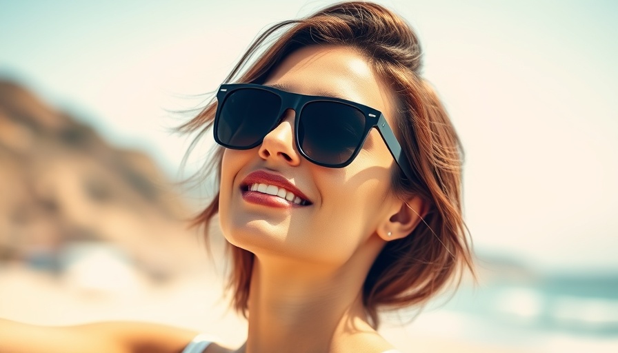 Confident woman enjoying sunlight on beach, promoting vitamin D.