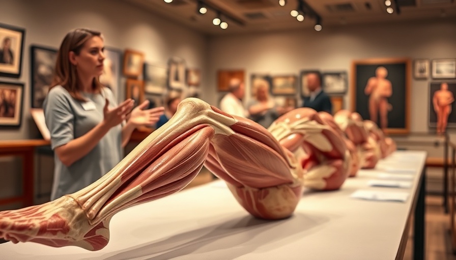 Anatomical display related to body donation to science at an exhibition.