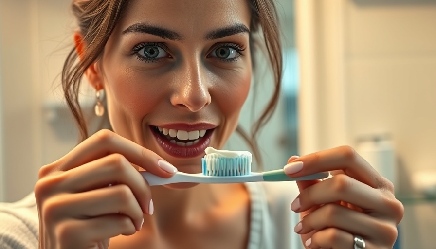 Woman performing evening dental care routine in bathroom.