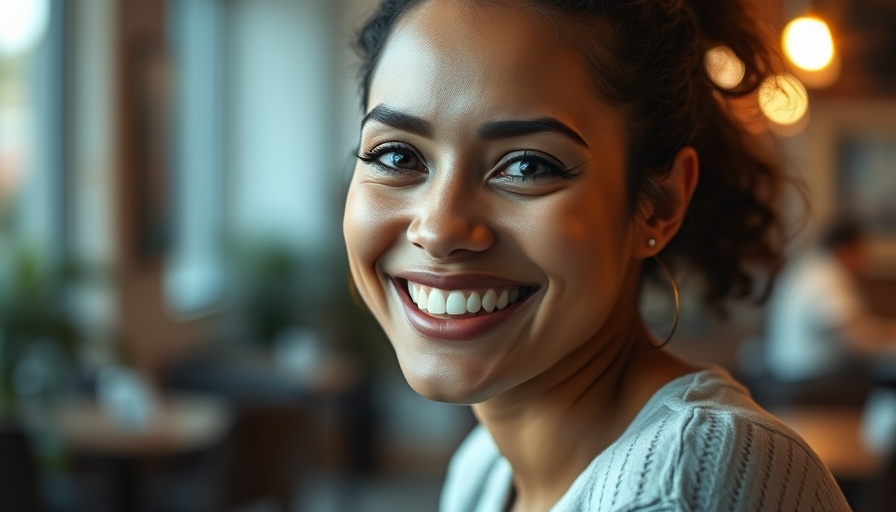 Smiling woman showcasing dental care with healthy teeth.