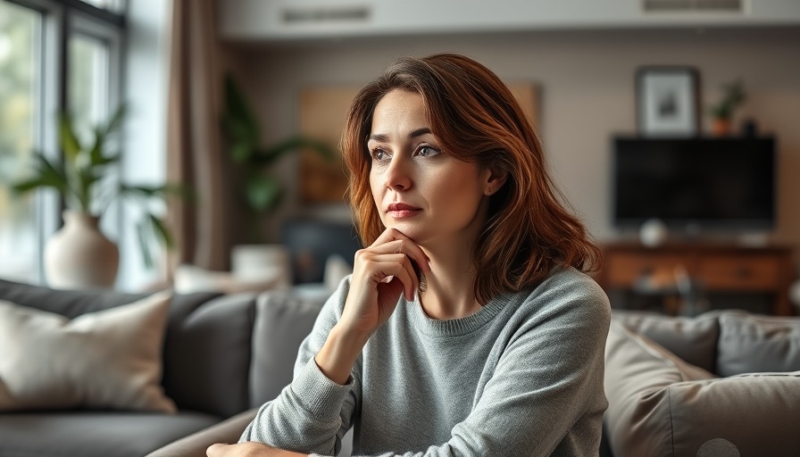 Thoughtful woman pondering one meal a day for weight loss, cozy room.