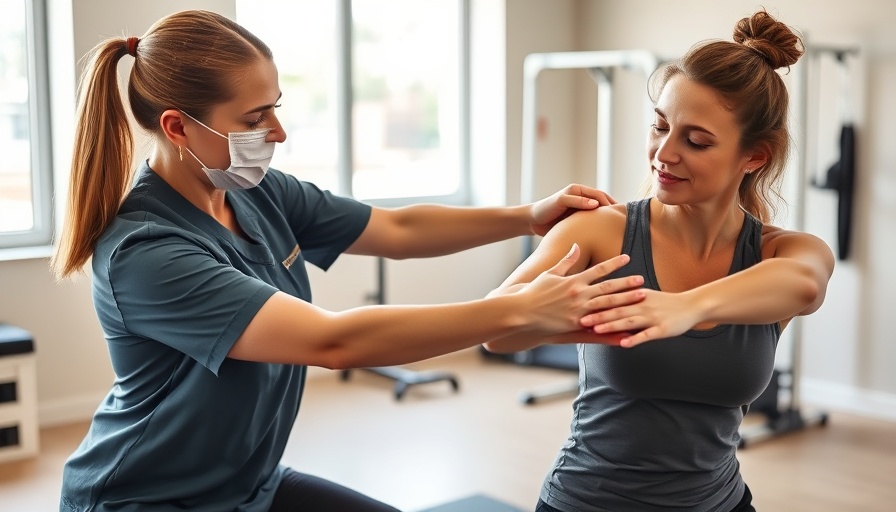 Why neck and back pain: physiotherapist assisting woman with a stretch.