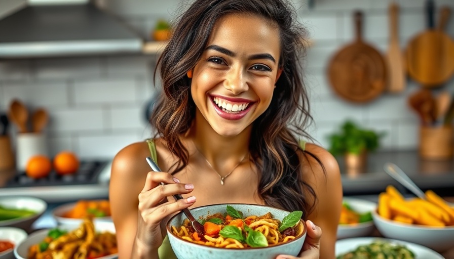 High protein meal prep: variety of colorful dishes and smiling cook.