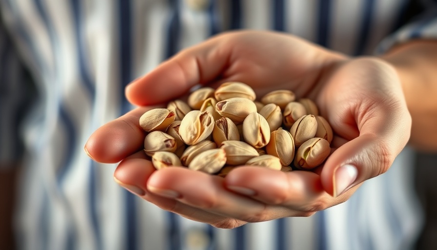 Close-up of pistachios in a hand, ideal for weight loss.