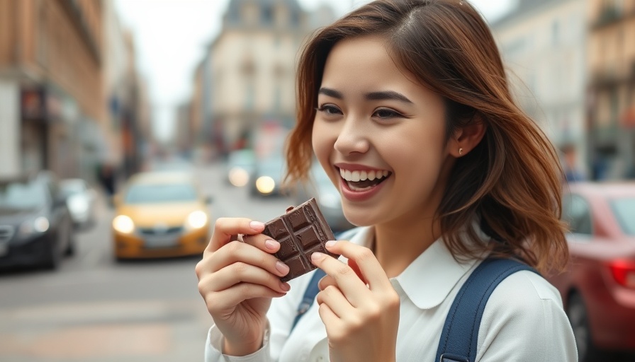 Young woman enjoying chocolate on a rainy day, related to Tony's Chocolonely chocolate recall.