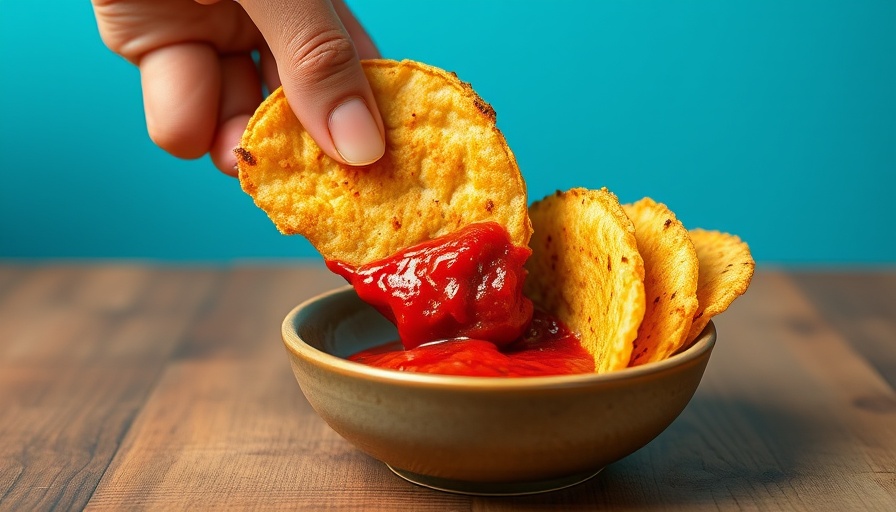 Hand holds birria taco dipping into sauce, healthy eating concept.