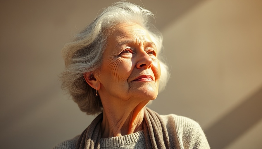Serene older woman enjoying sunlight, restoring memory function.